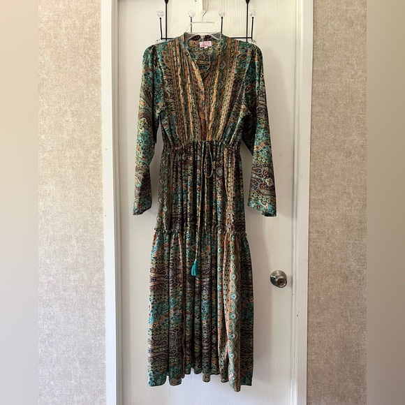 Cienna Bohemian Silk-Blend Maxi Dress with Paisley Print - Picture 4 of 13